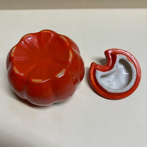 Vintage Small 2" Ceramic Condiment jars 5 pc Fruit set (no spoons) - Picture 4 of 13